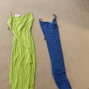 Women’s blue and green midi dresses